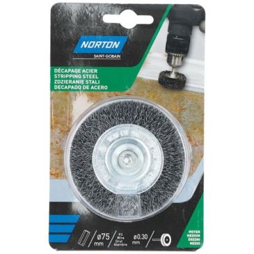 Brosse métallique circulaire - ondulé - acier - pour perceuse - décapage de