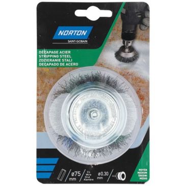 Brosse métallique à godet - ondulé - acier - pour perceuse - décapage du mé