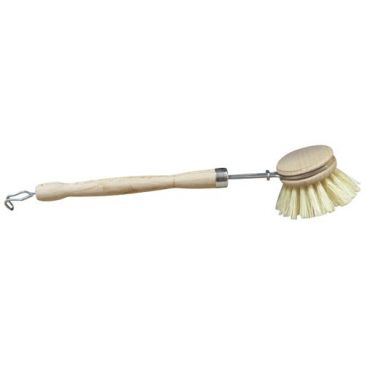  Brosse vaisselle - bois - ronde - fibre naturelle végétale tampico