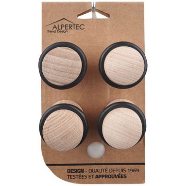 Butées sol cylindrique bois brut lot de 4