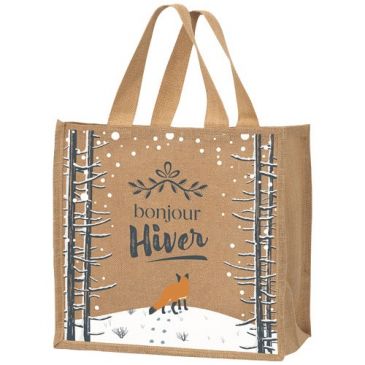 Cabas jute "bonjour hiver"