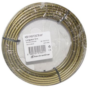 Câble domestique - H03VVH2F - 2x0.75mm² - L : 10 m - couronne - or
