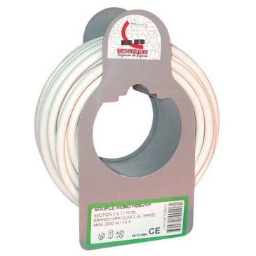 Câble d'installation H05VV-F - 2x1mm² -  L : 10 m - bobinot - blanc