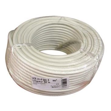 Câble d'installation H05VV-F - 3G1.5mm² -  L : 50 m - couronne - blanc