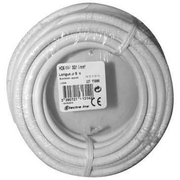 Câble d'installation H05VV-F - 3G1.5mm² -  L : 5 m - bobinot - blanc