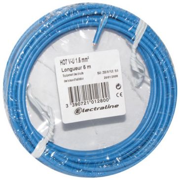 Câble d'installation rigide - H07V-U - 1x2.5mm² - L : 10 m - bobinot - bleu