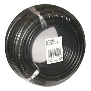 Câble rigide R2V U1000 3G2.5 10m noir