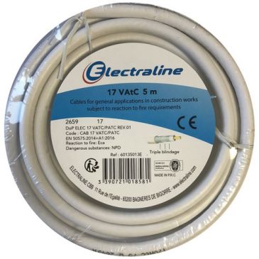 Câble multimédia - 17 VAtC -  L : 5 m - bobinot - blanc 