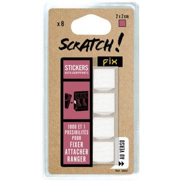 Carré adhésif scratch blanc 20mx20mm blister de 8