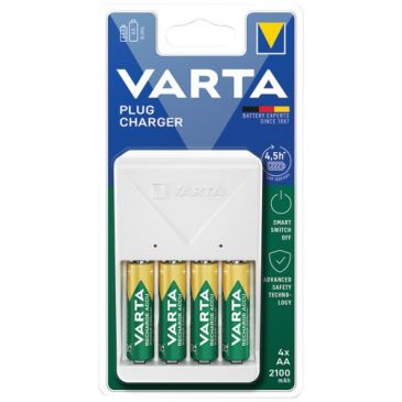 Chargeur - Plug Charger - 2 ou 4 piles - multipiles - blanc