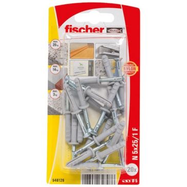 Cheville clou n 5x25/1 f x20 blister de 20