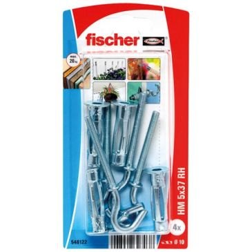 Cheville corps creux crochet hm5x37 blister de 4