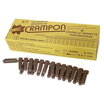 Cheville crampon - universelle - taille 2/5 - D : 6 mm - boite de 100 