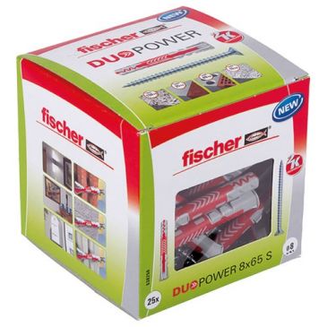 Cheville - DuoPower - 8 x 65 S - avec vis - boîte à fenêtre de 25 