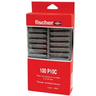 Cheville P 10C gris boite de 100p