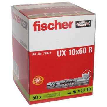 Cheville UX 10x60 R a collerette boite 50p.