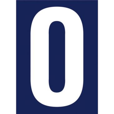 Chiffre adhésif N° rue 0 sur carte -  blanc/bleu - 90 x 65 mm