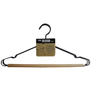 Cintre essentiel - Design - métal et bois - 42 cm - lot de 3 