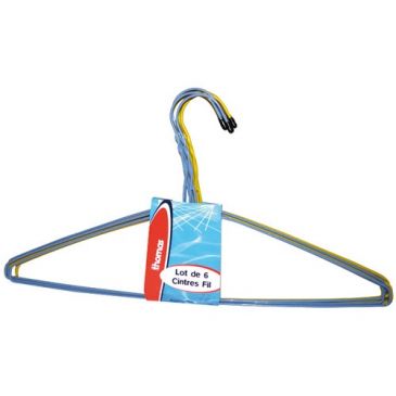 Cintre - fil plastifié - 40 cm - lot de 6 - coloris assortis 