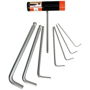 Cle male hexagonale longues a boules avec porte outils x 8