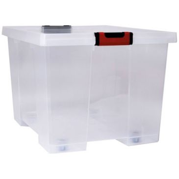 Clipstock boite de rangement 75l naturel avec roulettes