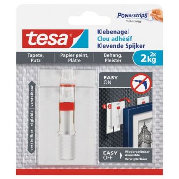 Clou adhésif ajustable - Powerstrips - pour papier peint & plâtre - support