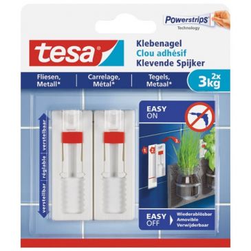 Clou adhésif ajustable - Powerstrips - pour carrelage & métal - supporte 3 