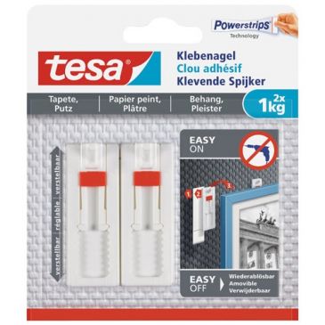 Clou adhésif ajustable - Powerstrips - pour papier peint & plâtre - support