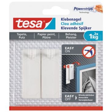 Clou adhésif Powerstrips  pour papier peint & plâtre supporte 1 Kg