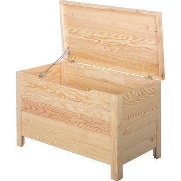 Coffre de rangement pin massif avec compas gaz