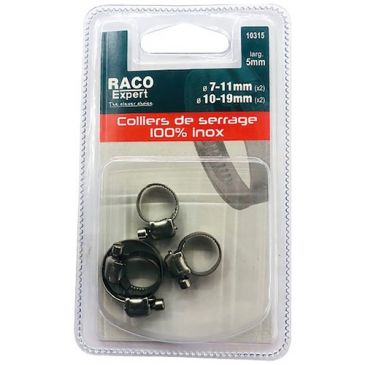 Colliers inox 5mm 2x7-11mm 2x10-19mm