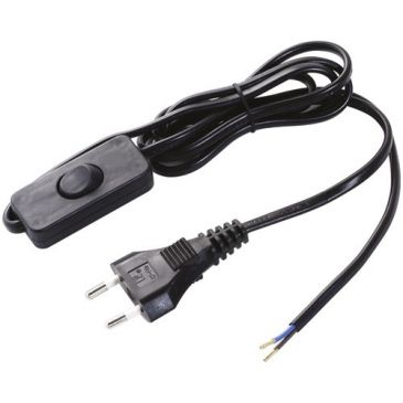 Cordon avec interrupteur - fiche plate - L : 1.5 m - H03 VVH2-F 2x0,75mm² -