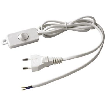 Cordon avec interrupteur - fiche plate - L : 1.5 m - H03 VVH2-F 2x0,75mm² -