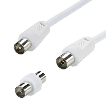 Cordon TV - M 9.52 mm - F 9.52 mm - adaptateur M/M - 5 m - blanc
