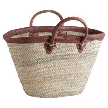 Couffin naturel en palmier anses et bord cuir