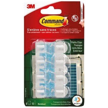 Crochet adhésif - petits clips transparent déco extérieur - guirlande - bla