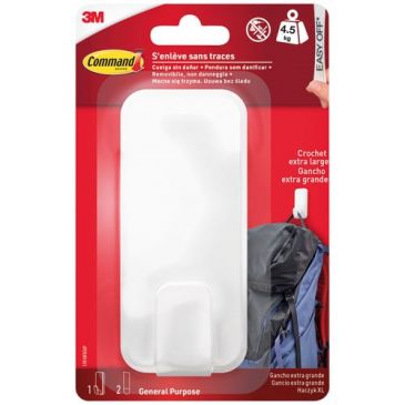 Crochet adhésif - rectangulaire - extra large - crochet pointe plastique - 