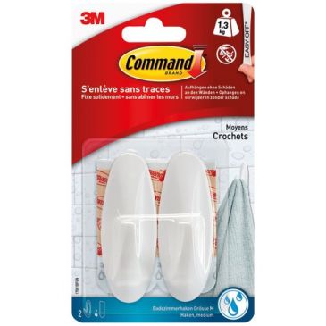 Crochet adhésif - ovale moyen - crochet pointe plastique - supporte 1.3 Kg 