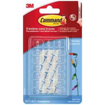 Crochet adhésif - petits clips transparent - transparent - lot de 20