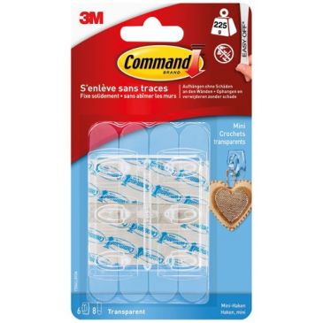Crochet adhésif - mini - crochet pointe plastique - supporte 225 gr - trans