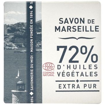 Cube 100 g et boite de savon de marseille extra pur ecocert