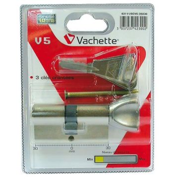 Cylindre v5 60 30x30 à bouton nickel 63111sc vachette