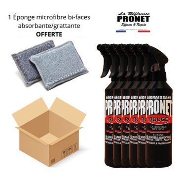 Dégraissant alimentaire rouge 500 ml x 6 + 1 éponge