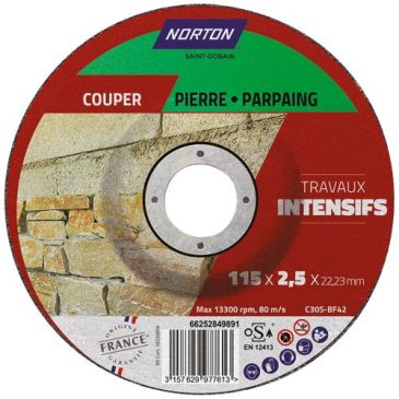 Disque à tronçonner - la pierre - 115 x 2.5 x 22.23 mm - travaux intensifs 