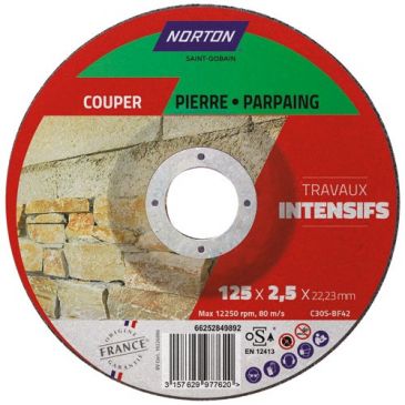 Disque à tronçonner - la pierre - 125 x 2.5 x 22.23 mm - travaux intensifs 