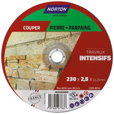 Disque à tronçonner - la pierre - 230 x 2.5 x 22.23 mm - travaux intensifs 