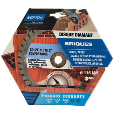 Disque diamant - 115 x 22.23 mm - travaux courants briques - lot de 1 