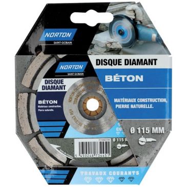 Disque diamant - 115 x 22.23 mm - travaux courants béton - lot de 1 