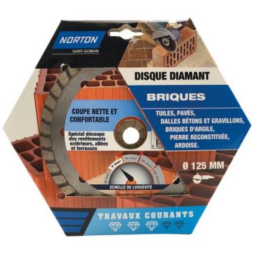 Disque diamant - 125 x 22.23 mm - travaux courants briques - lot de 1 