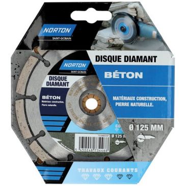 Disque diamant - 125 x 22.23 mm - travaux courants béton - lot de 1 